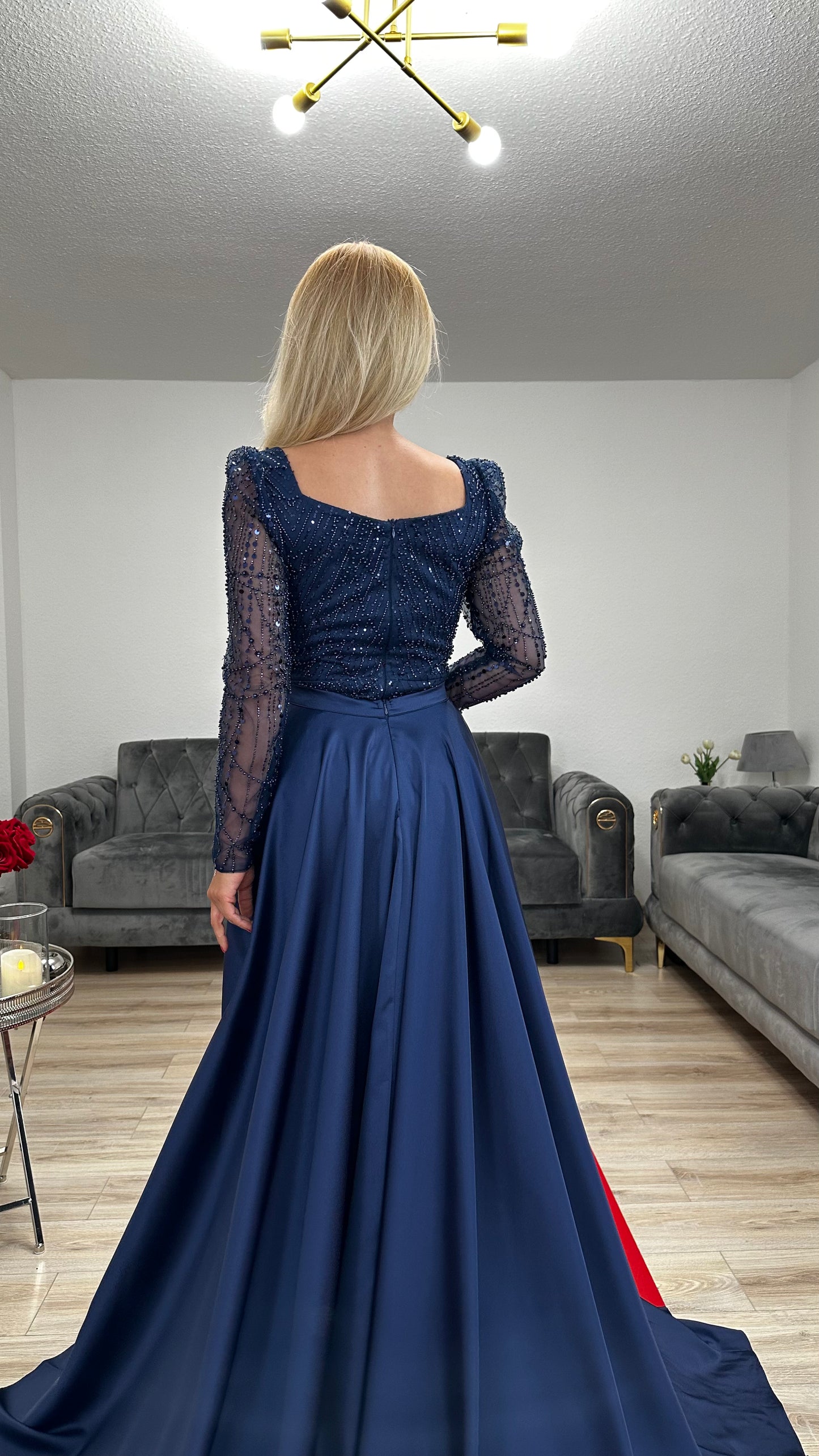 Abendkleid mit Schleppe Navy