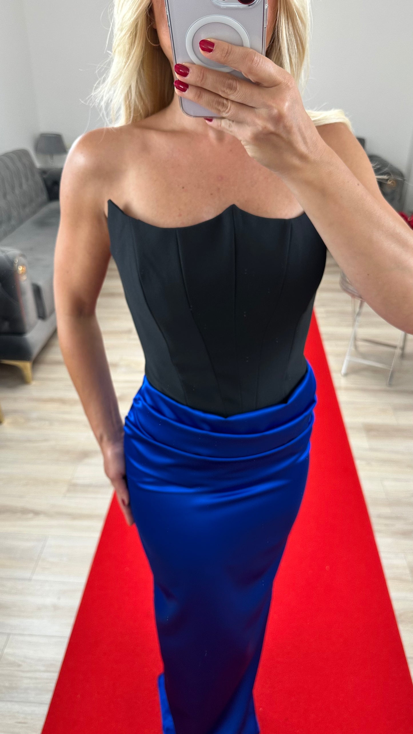 Royalblue Satin Long Dress