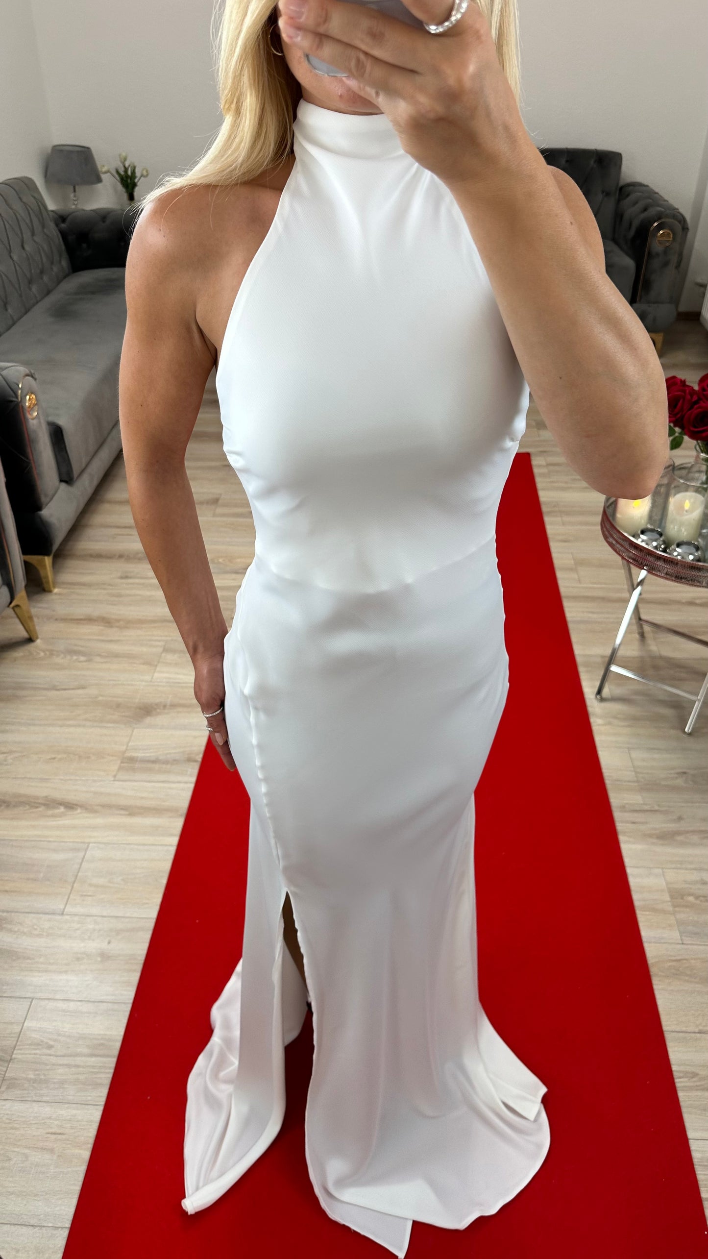 Abendkleid Weiss Satin