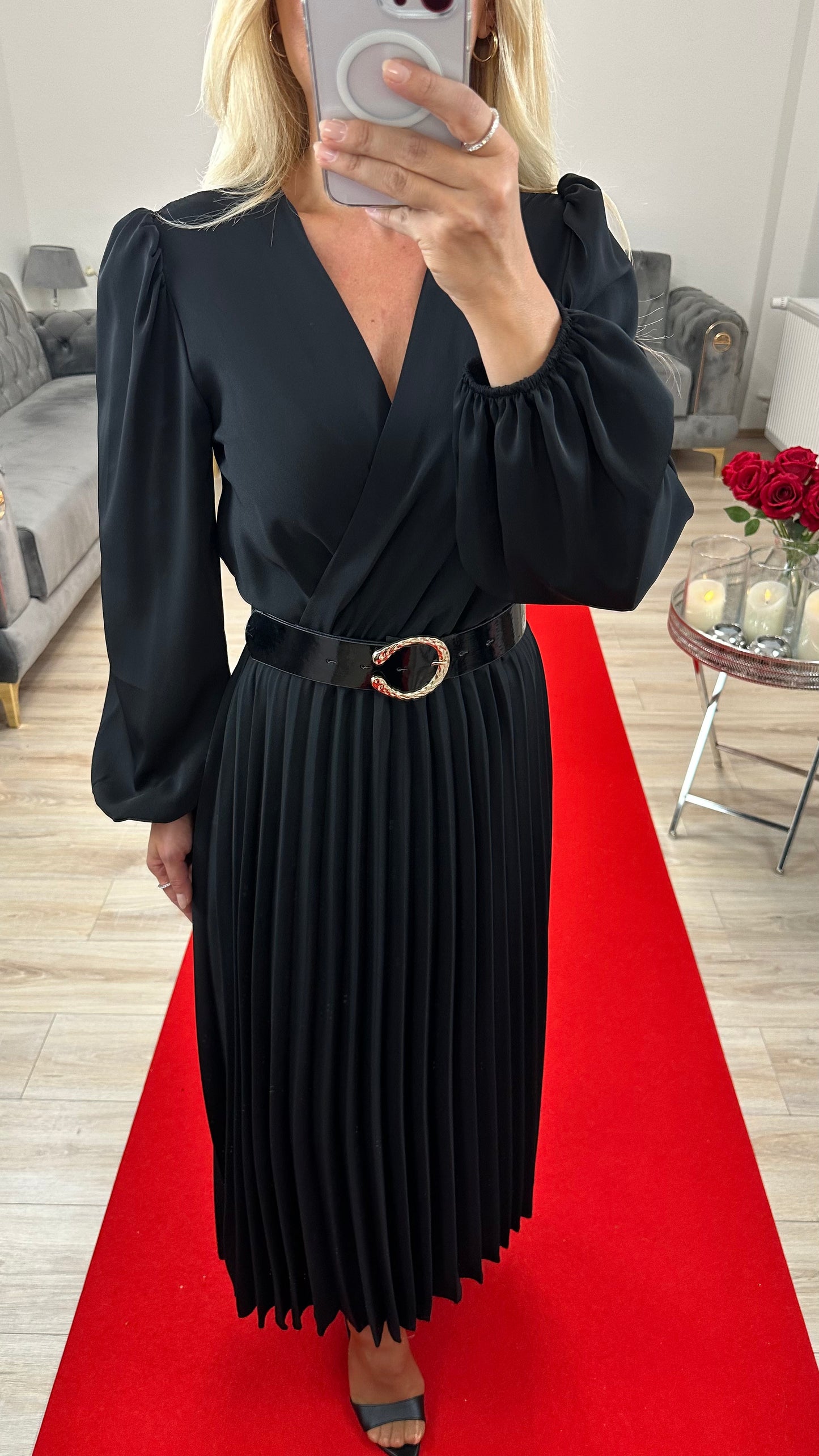 Sommerkleid mit Gürtel Schwarz