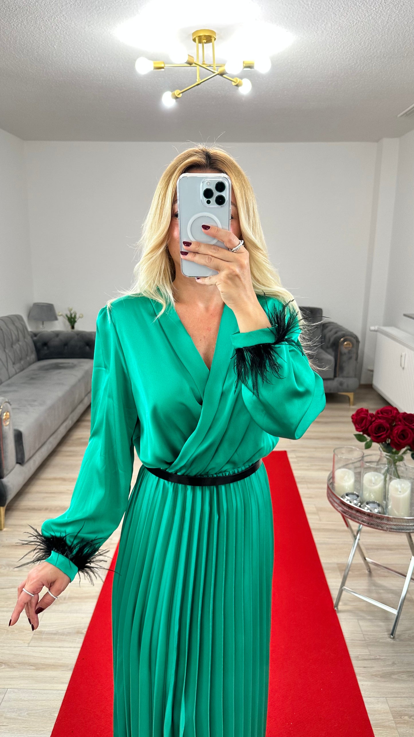Sommerkleid Satin Grün