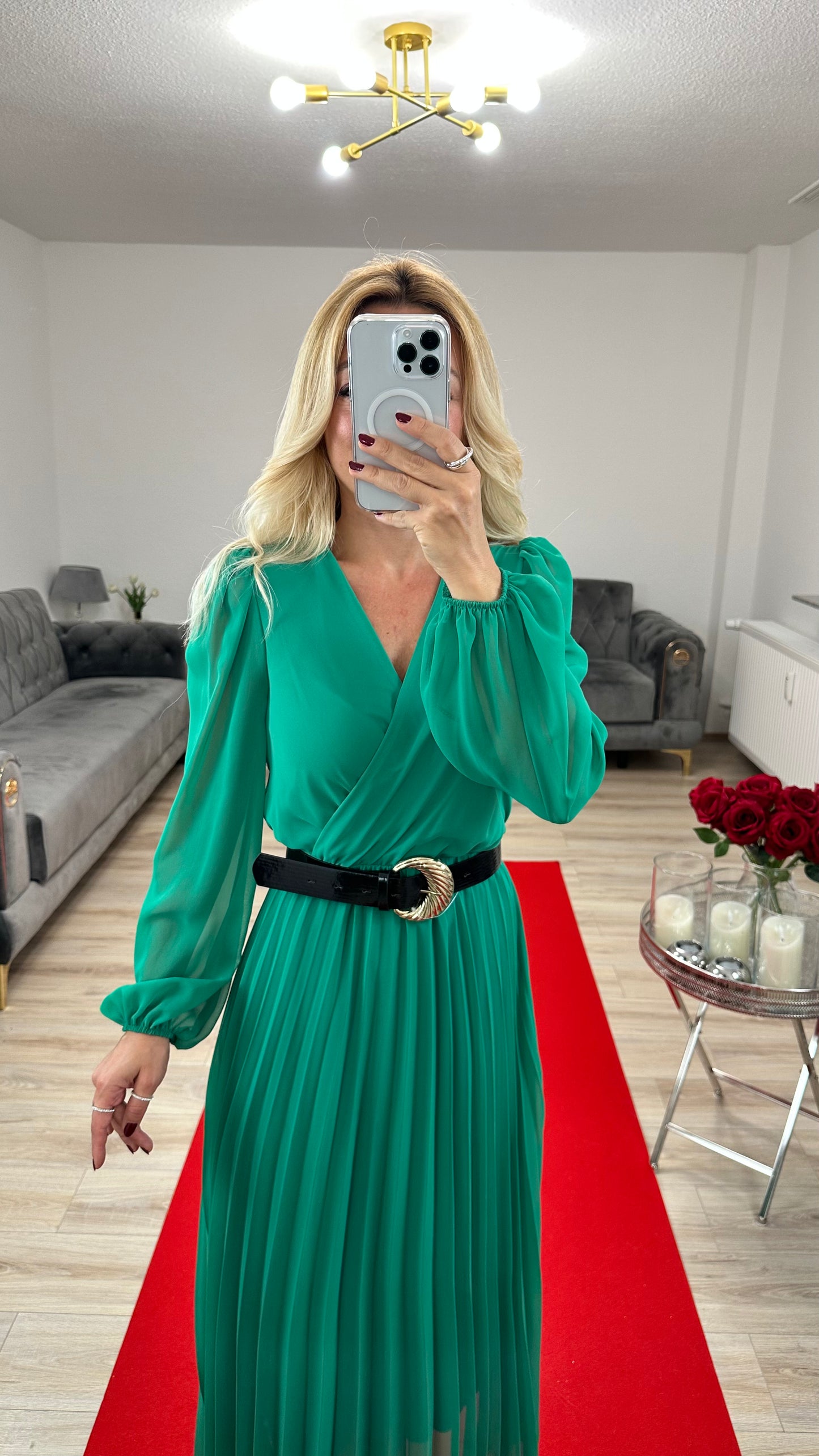 Chiffon Sommerkleid mit Gürtel