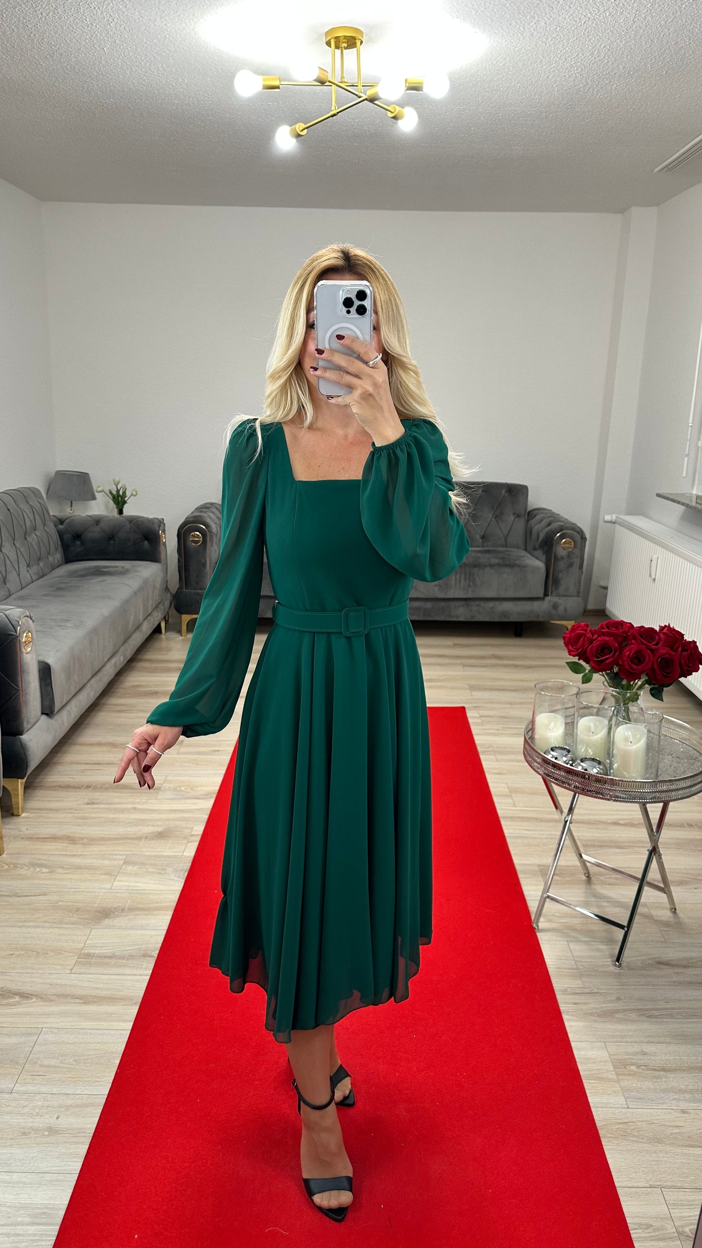 Kleid Chiffon Grün