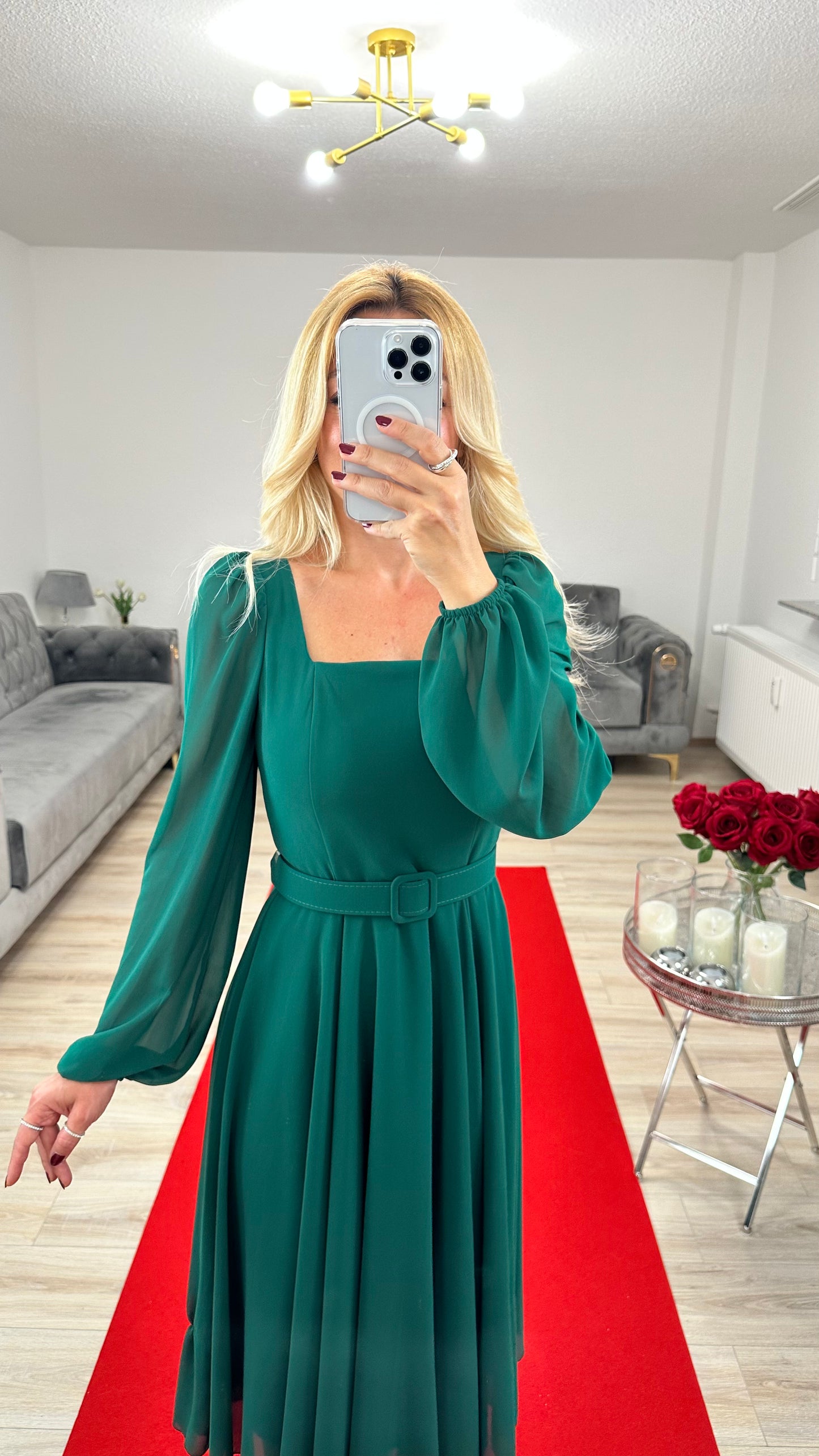 Kleid Chiffon Grün