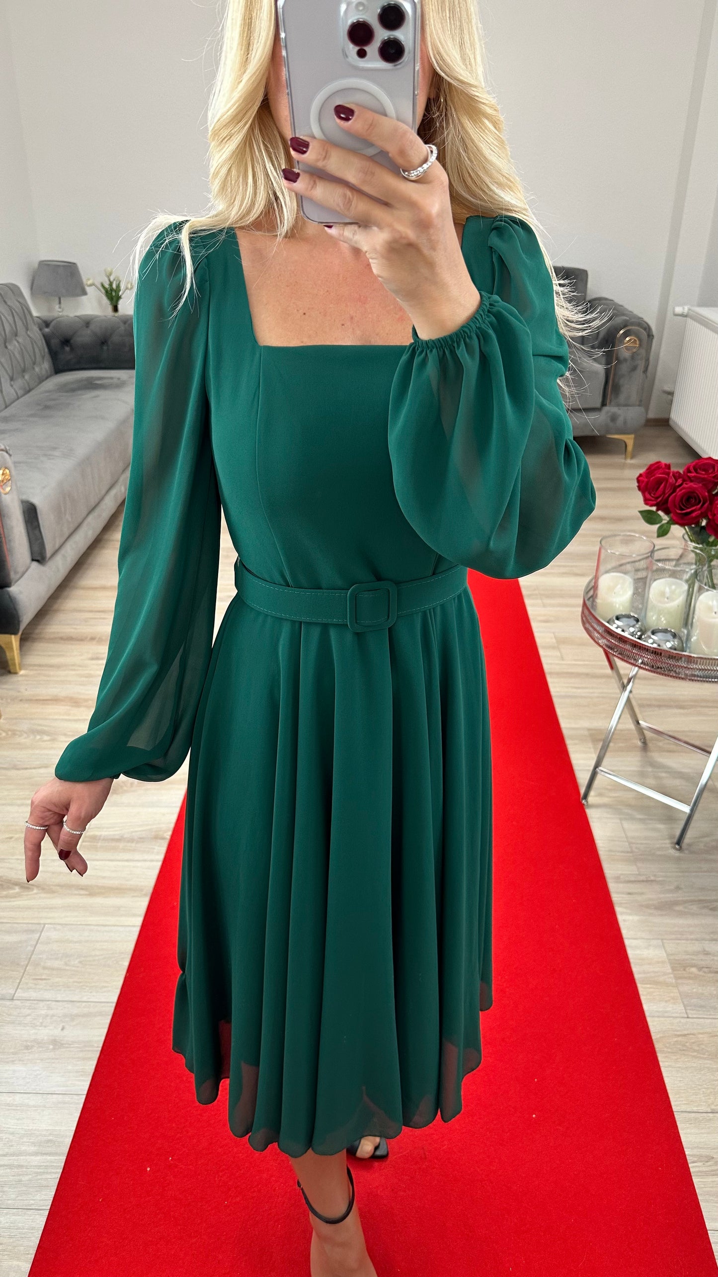 Kleid Chiffon Grün