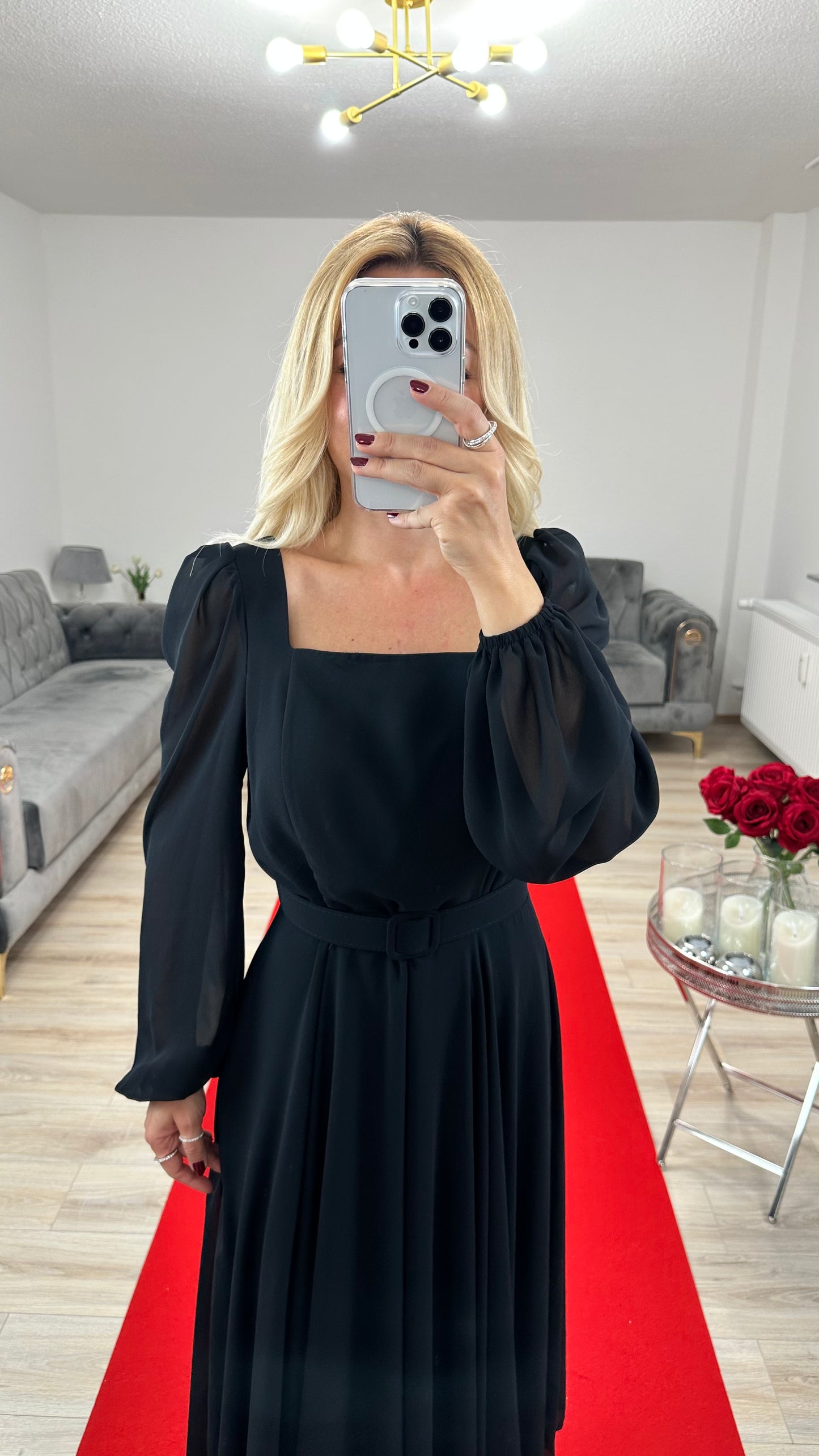 Kleid Chiffon Schwarz