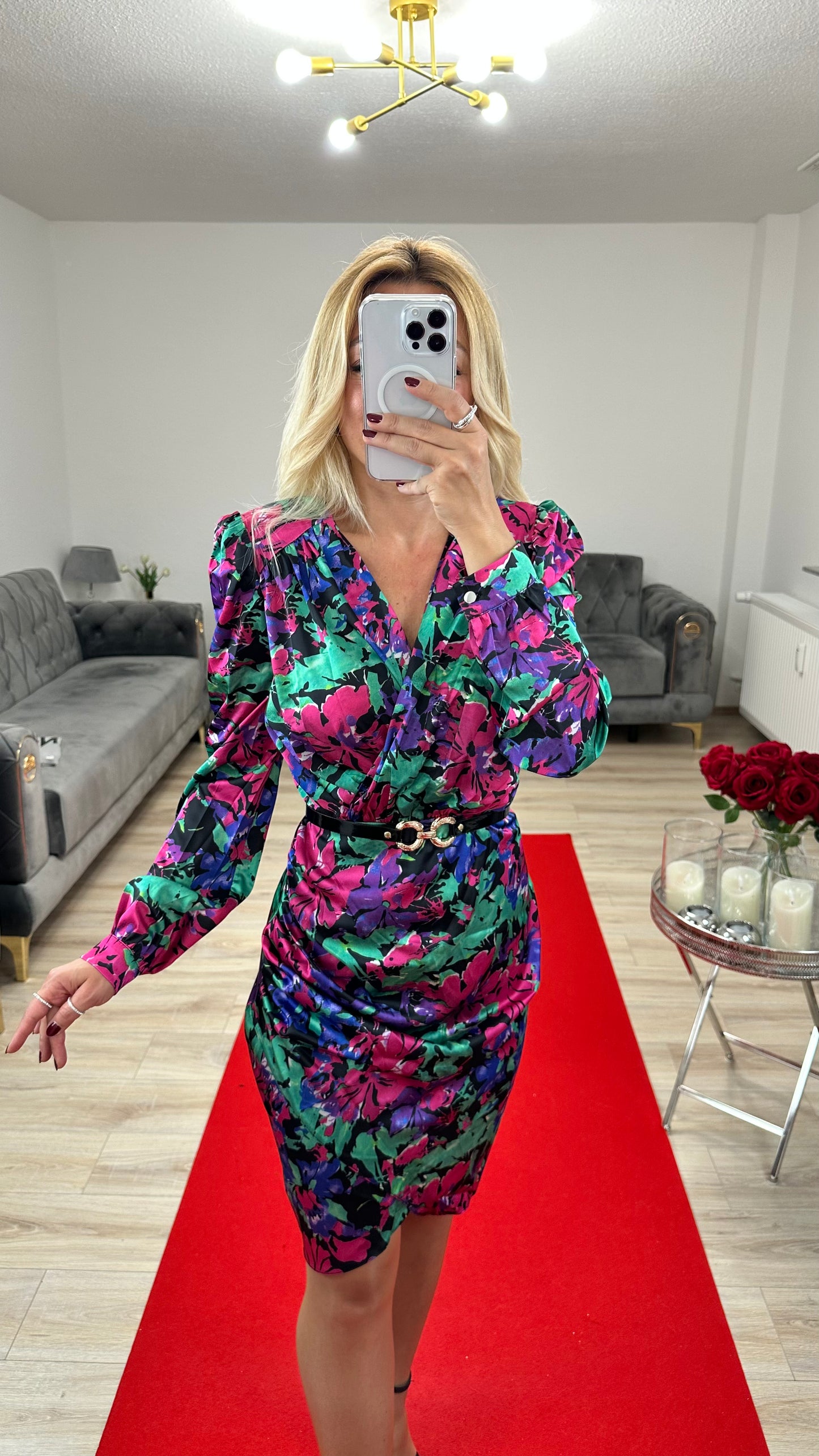 Sommerkleid Satin Floral