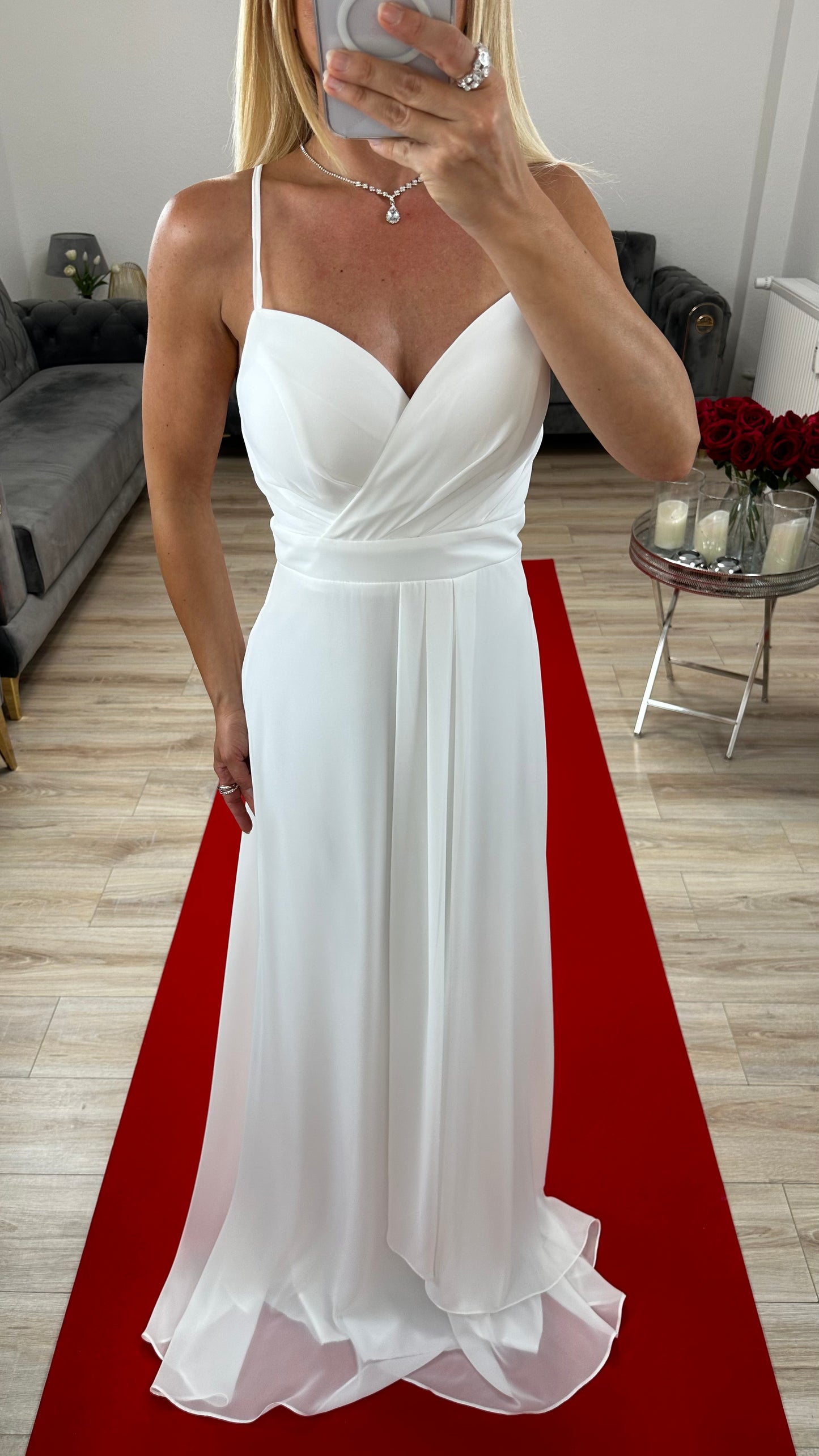 Abendkleid Chiffon Weiss