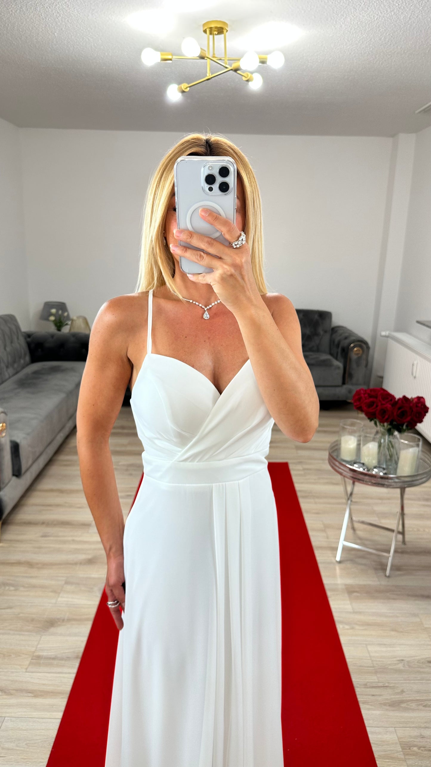 Abendkleid Chiffon Weiss