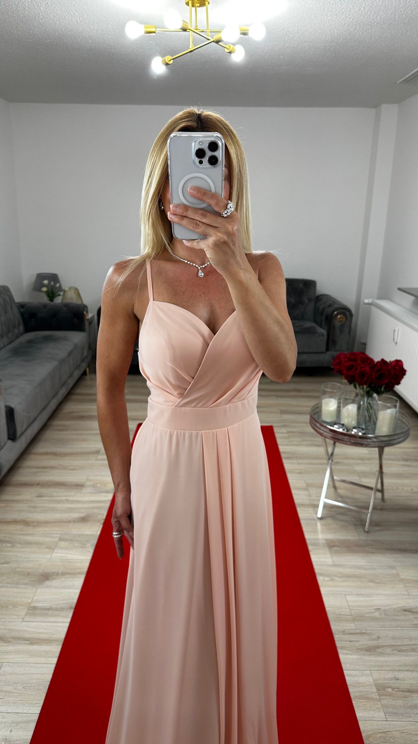 Abendkleid Chiffon Puder