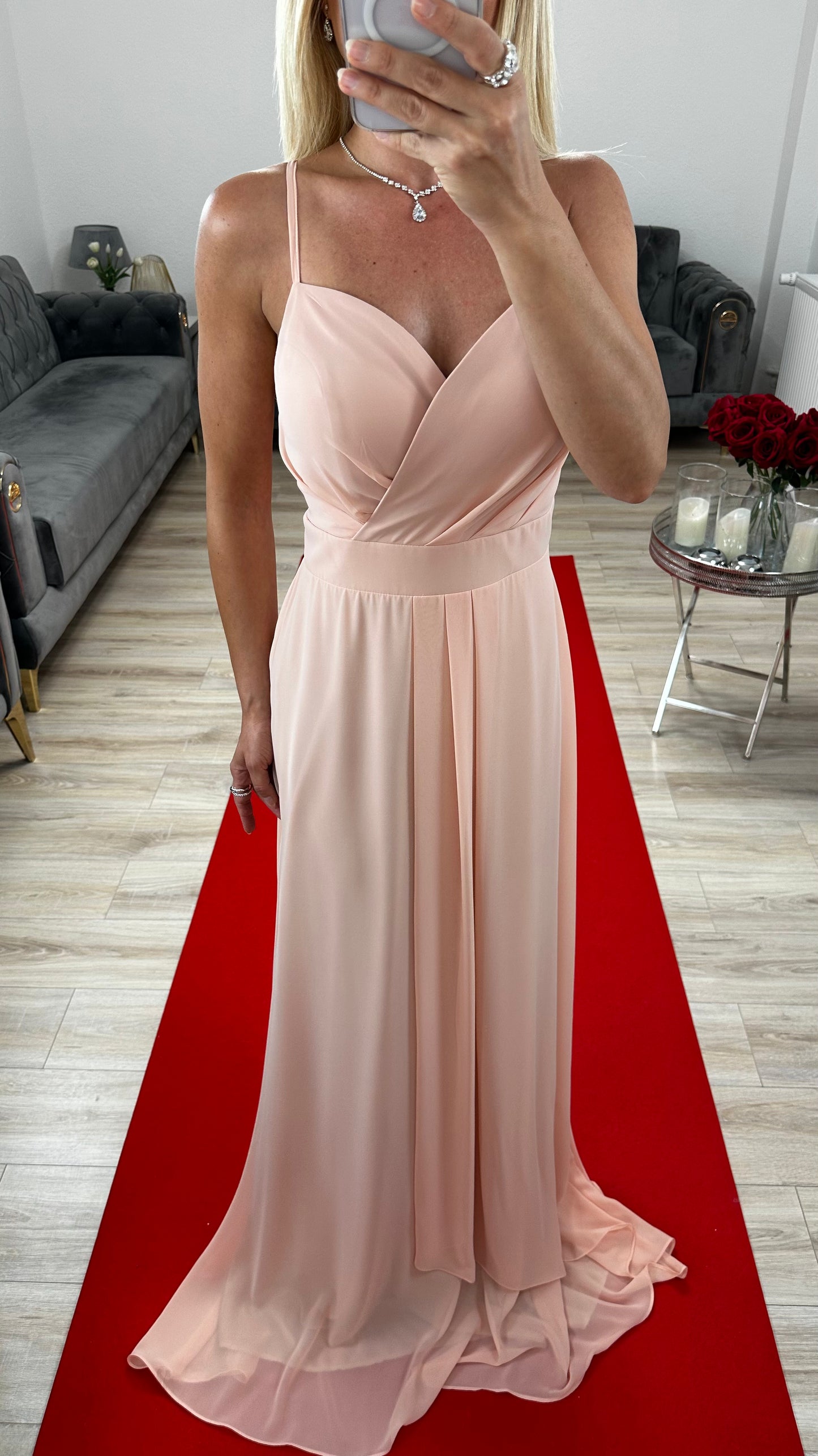 Abendkleid Chiffon Puder