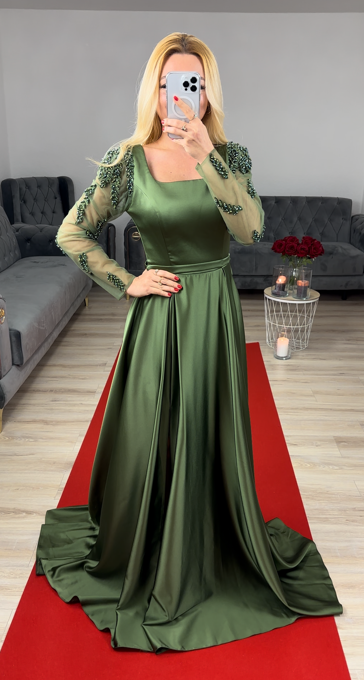 Abendkleid langarm Grün