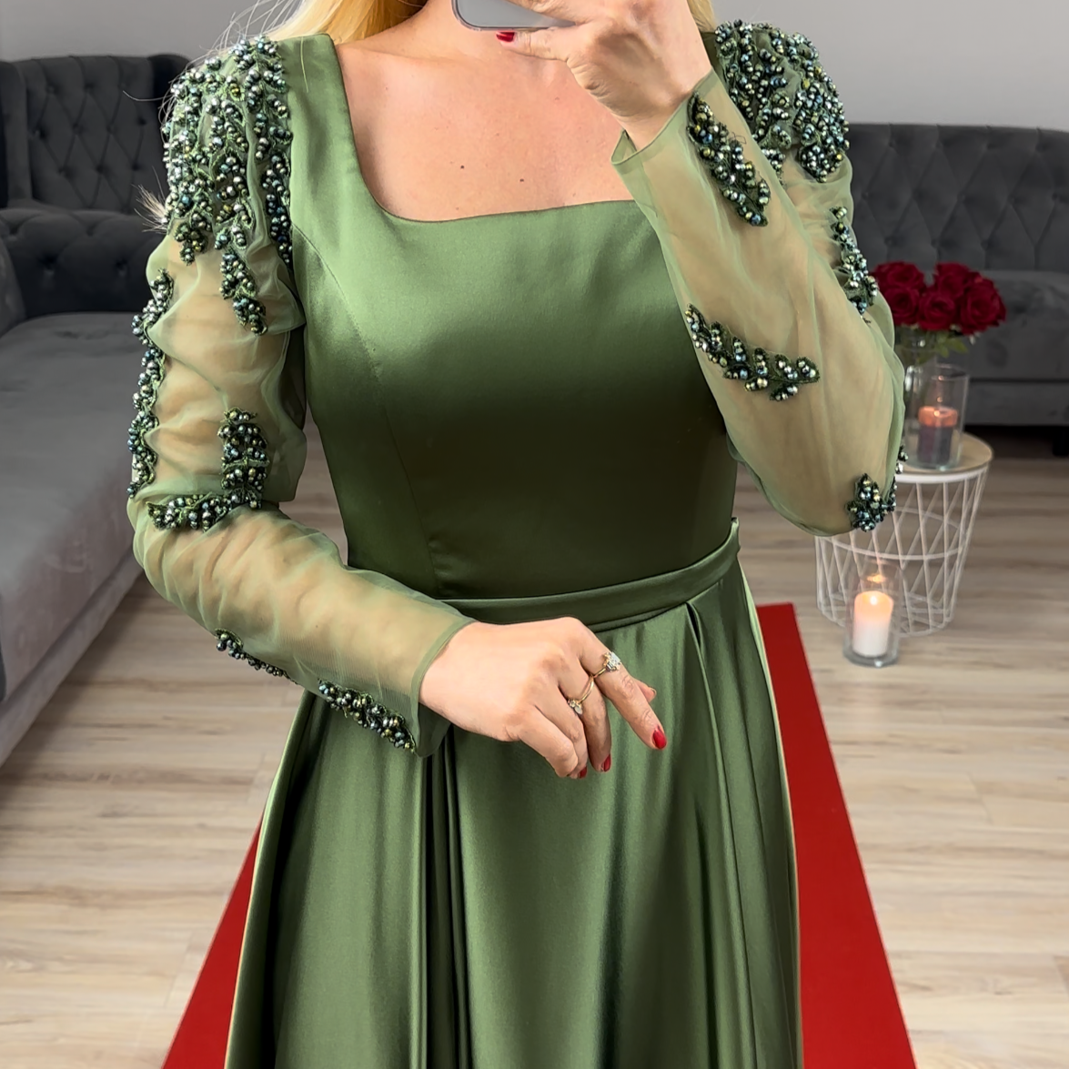 Abendkleid langarm Grün