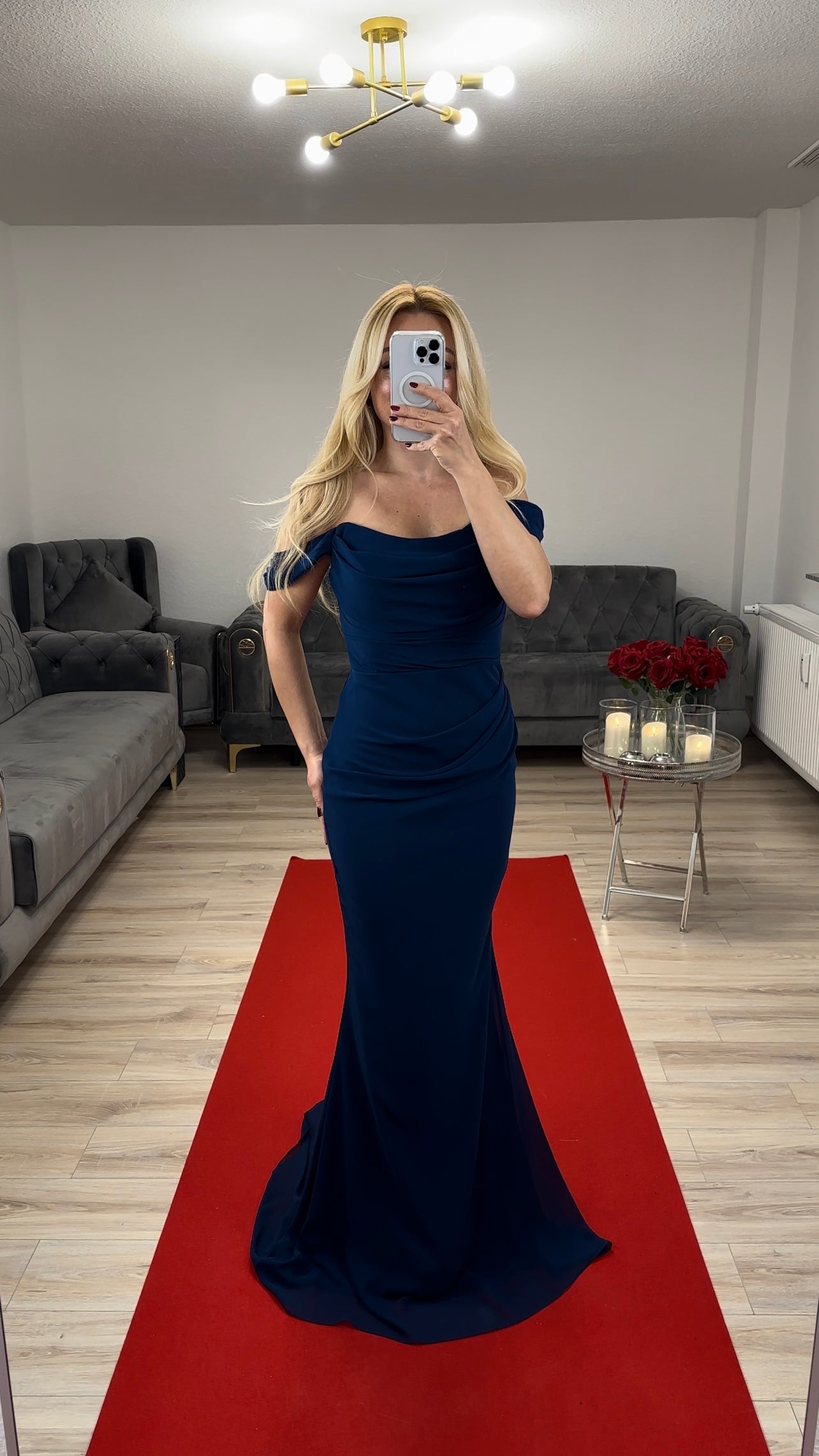Chiffon Abendkleid Navy