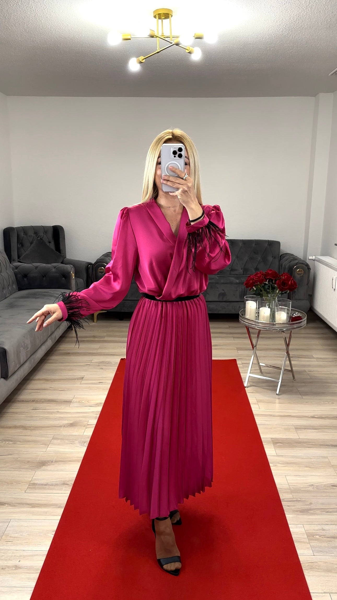 Satinkleid Fuchsia