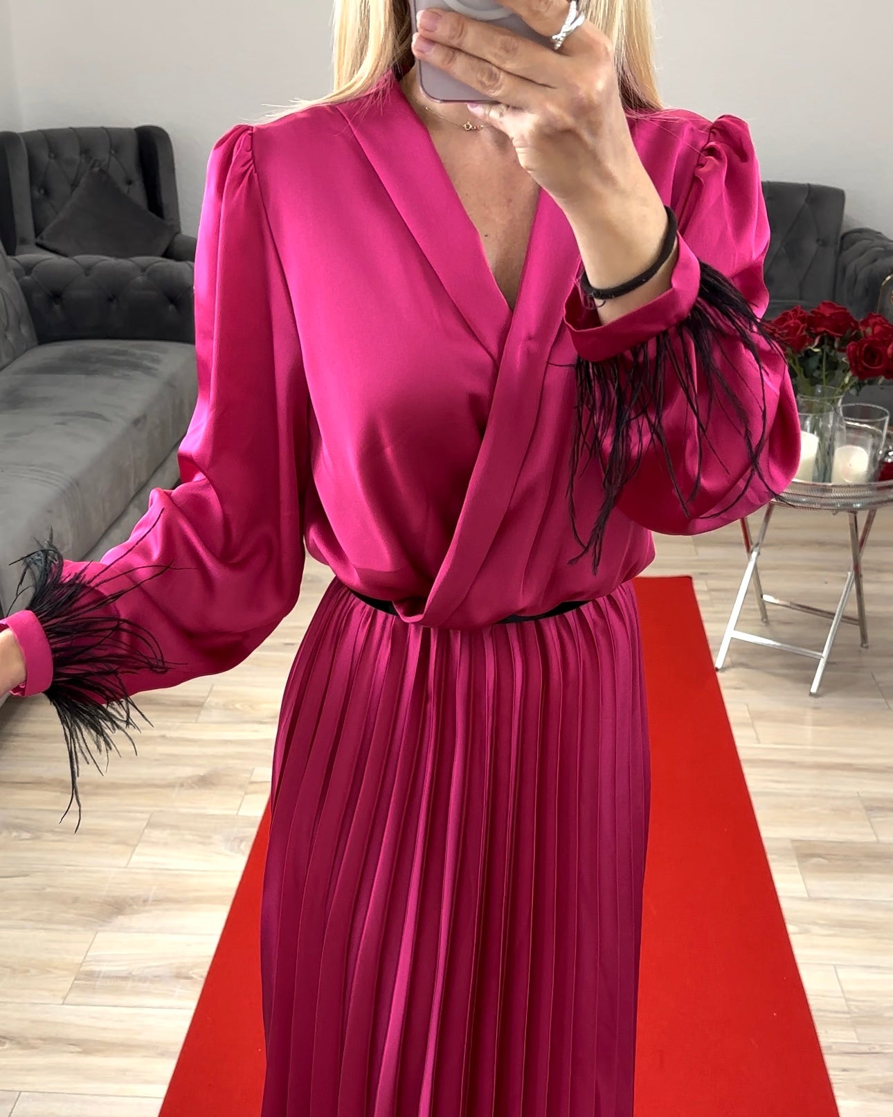 Satinkleid Fuchsia