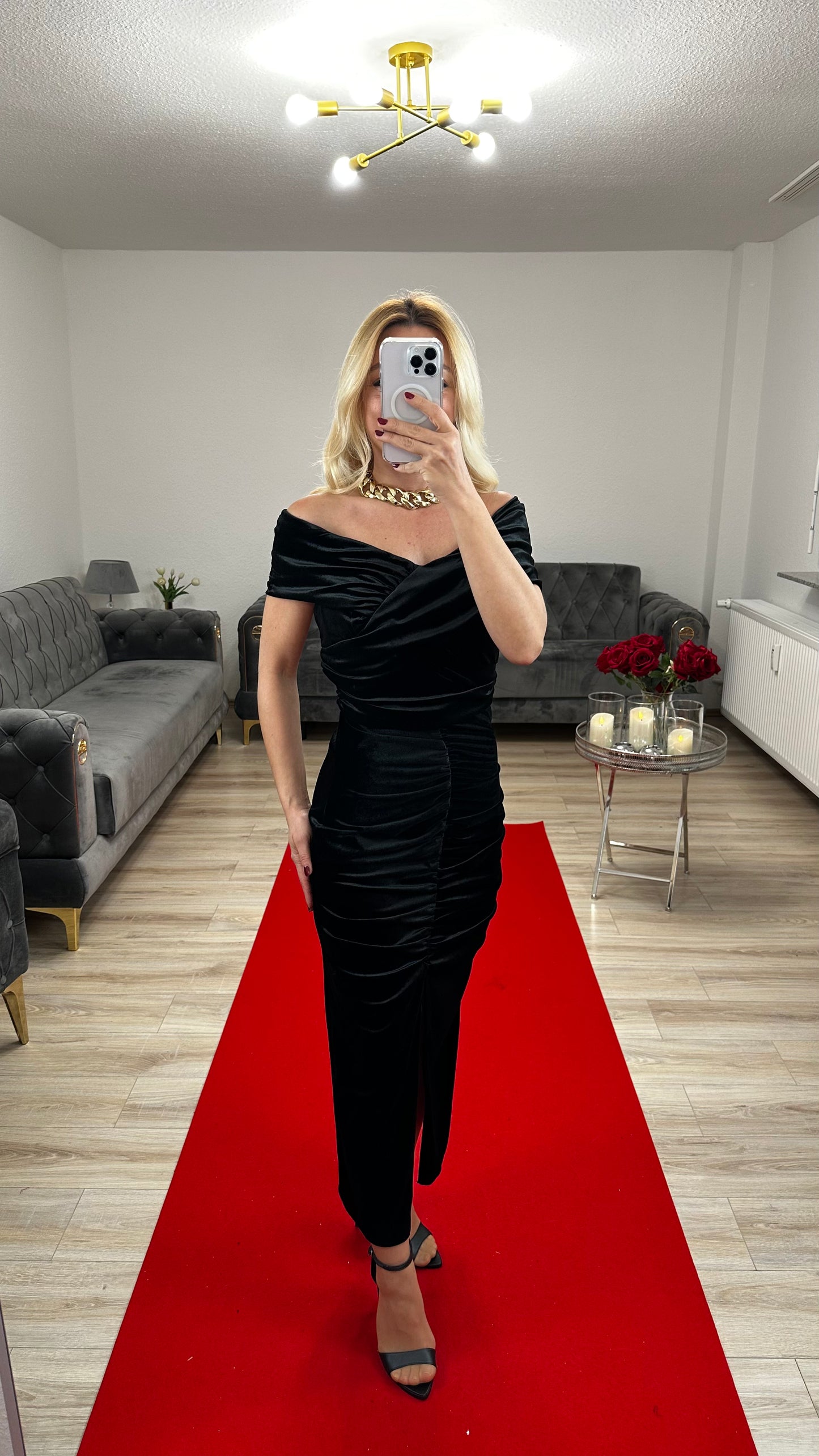 Midi Velvet Dress black