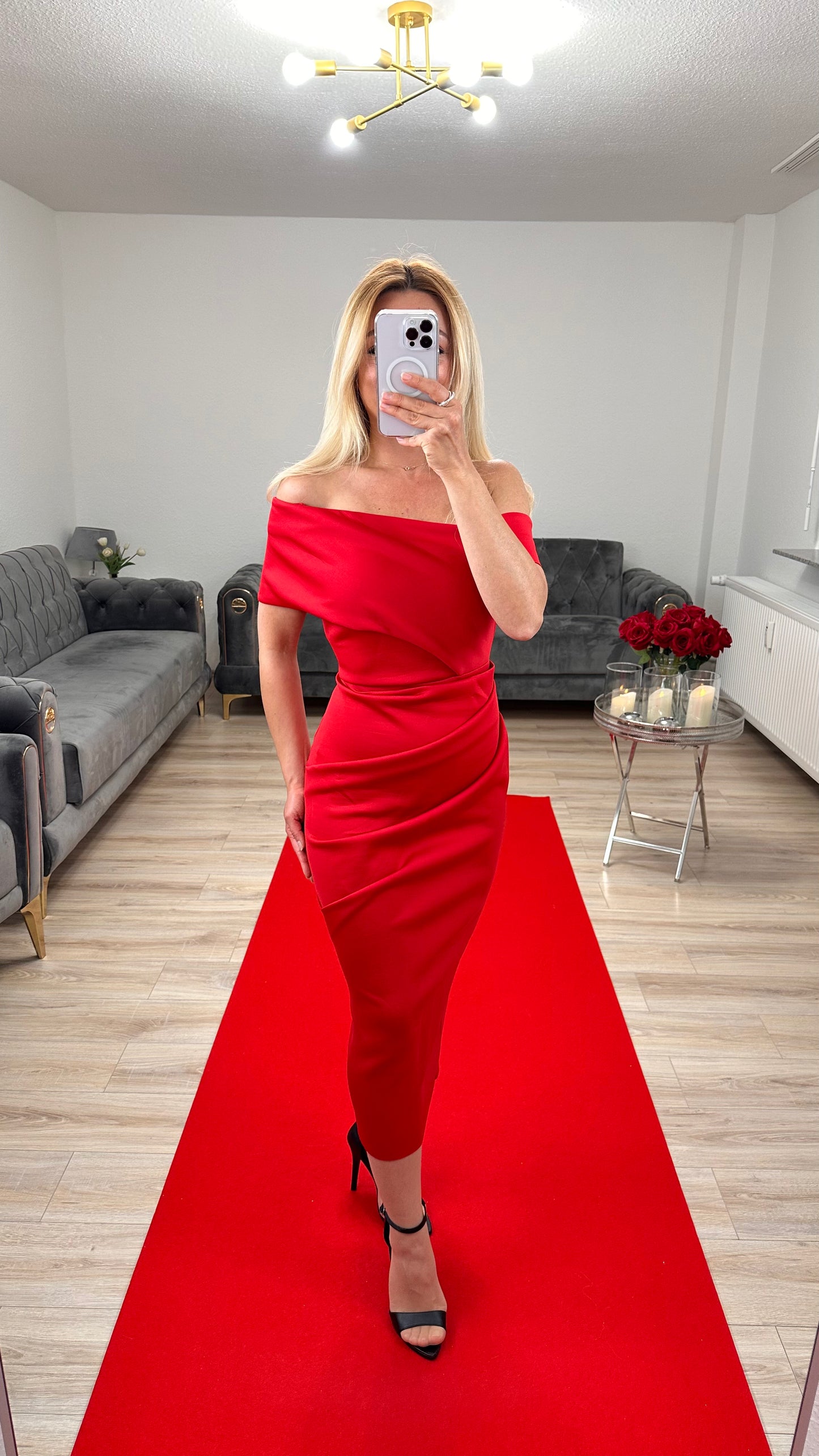 Midi Kleid Rot