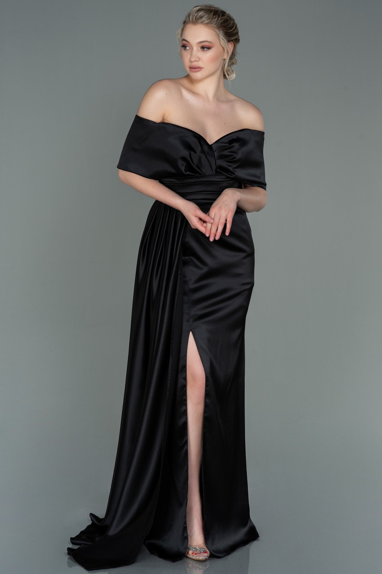 Abendkleid Satin Schwarz