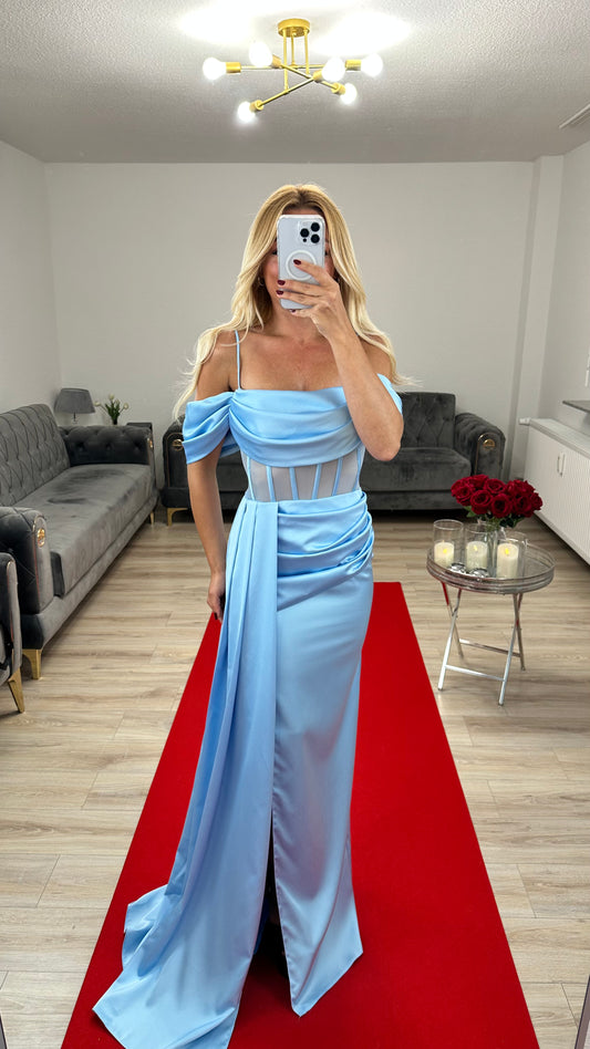 Babyblue Satin Long Dress