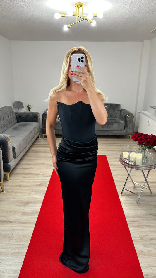 Black Satin Long Dress