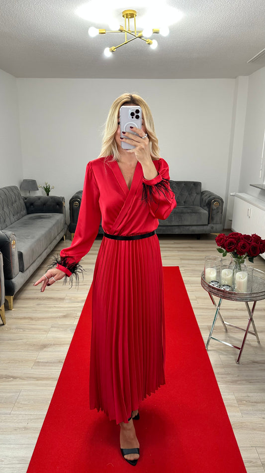 Sommerkleid Satin Rot