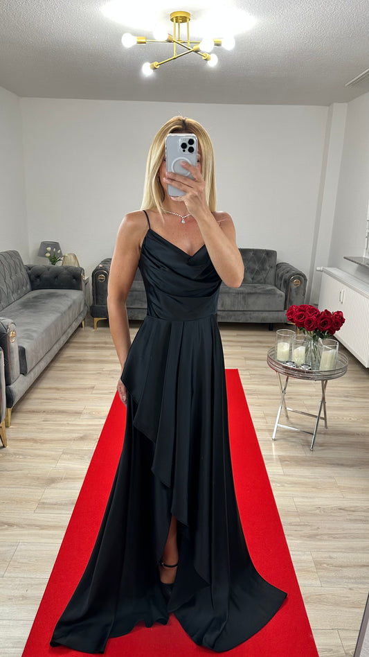 Abendkleid Satin Schwarz