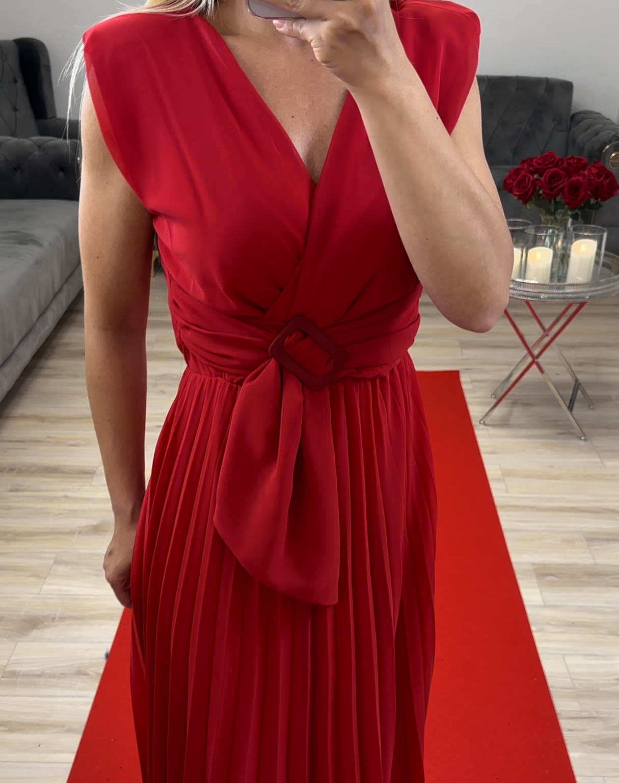 Kleid Rot mit Gürtel