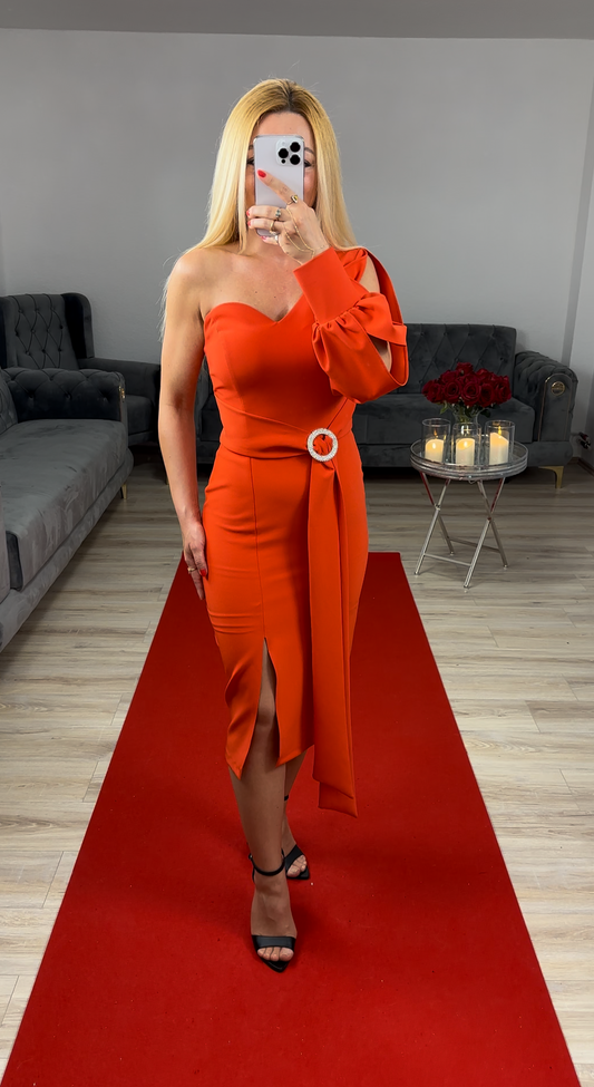 Midikleid mit Strass Orange