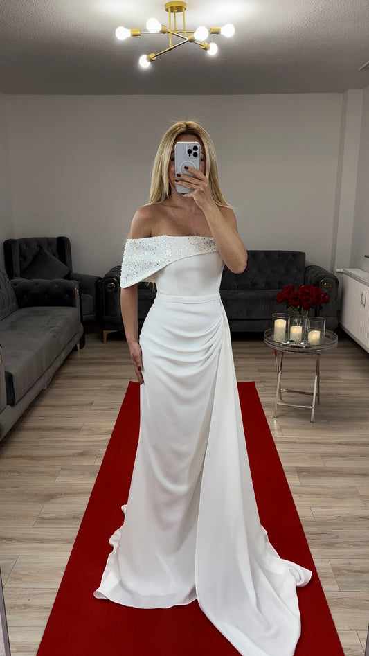 Abendkleid Standesamt Weiss