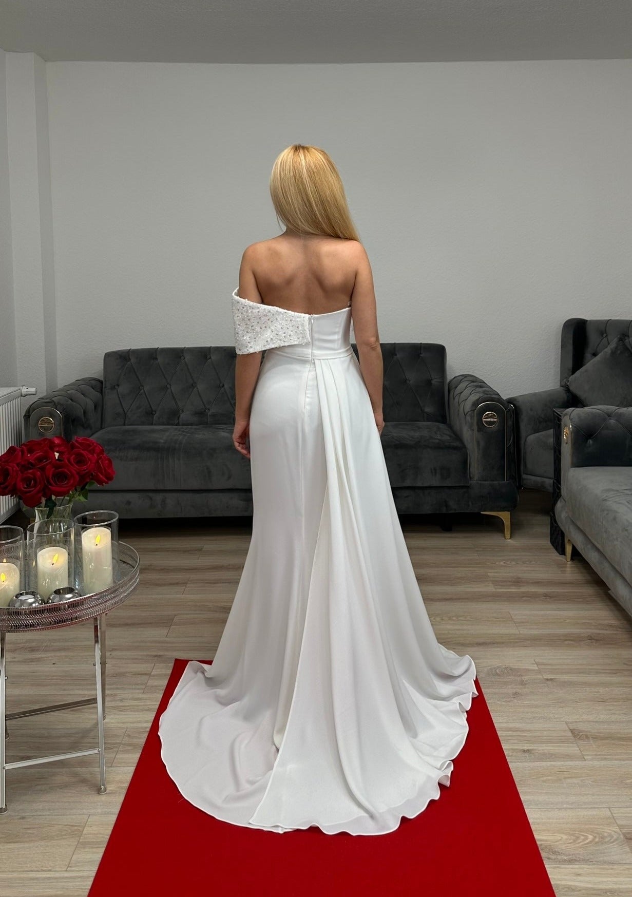 Abendkleid Standesamt Weiss