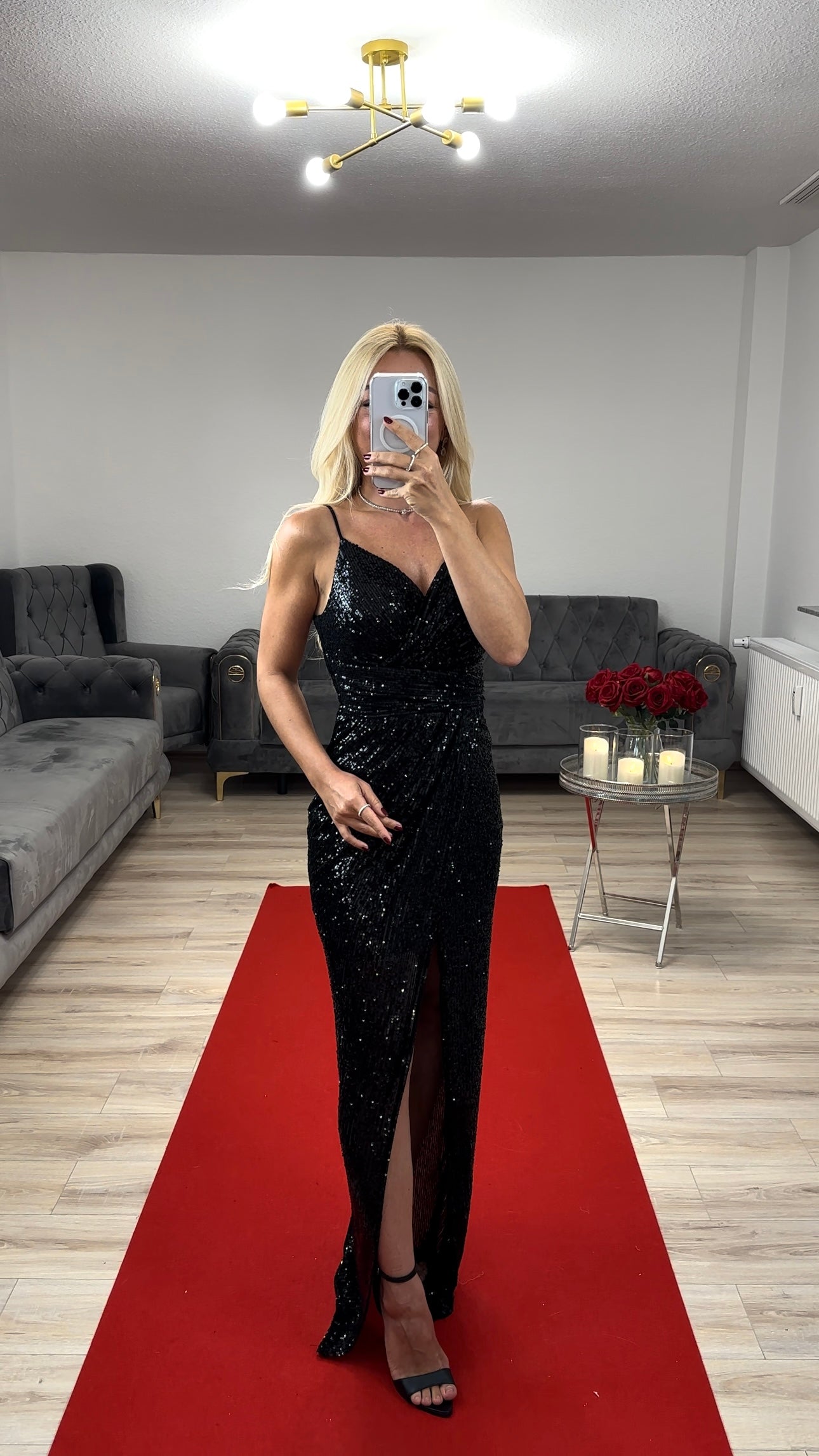 Pailettenkleid Schwarz