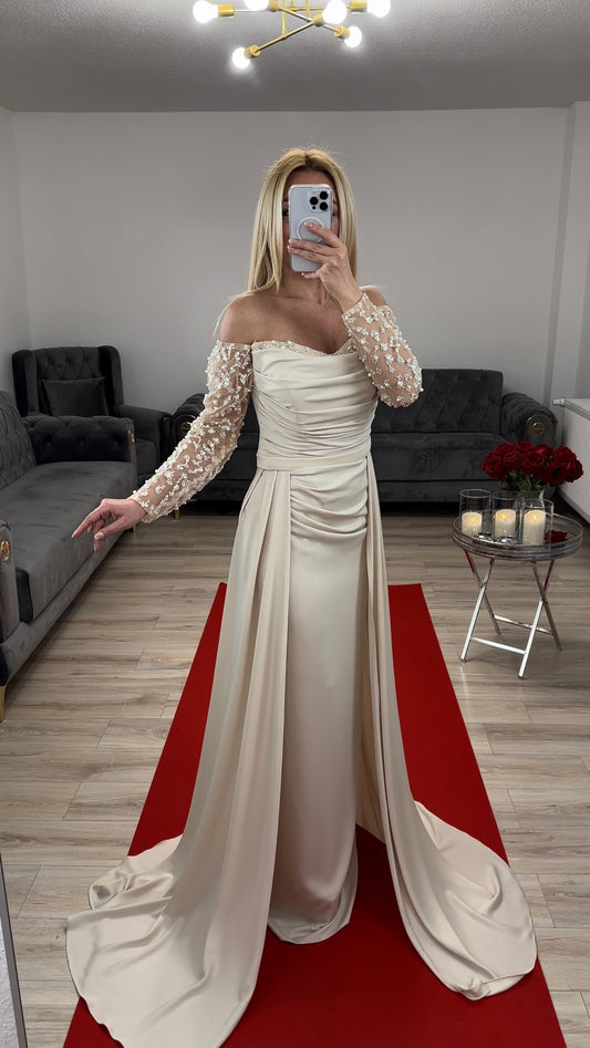 Abendkleid Hellbeige