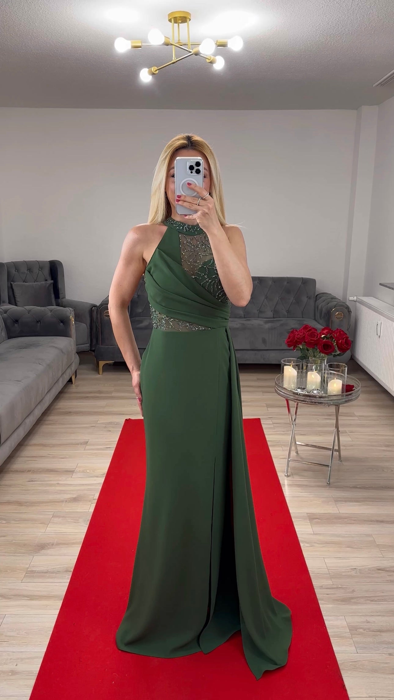 Abendkleid Khaki