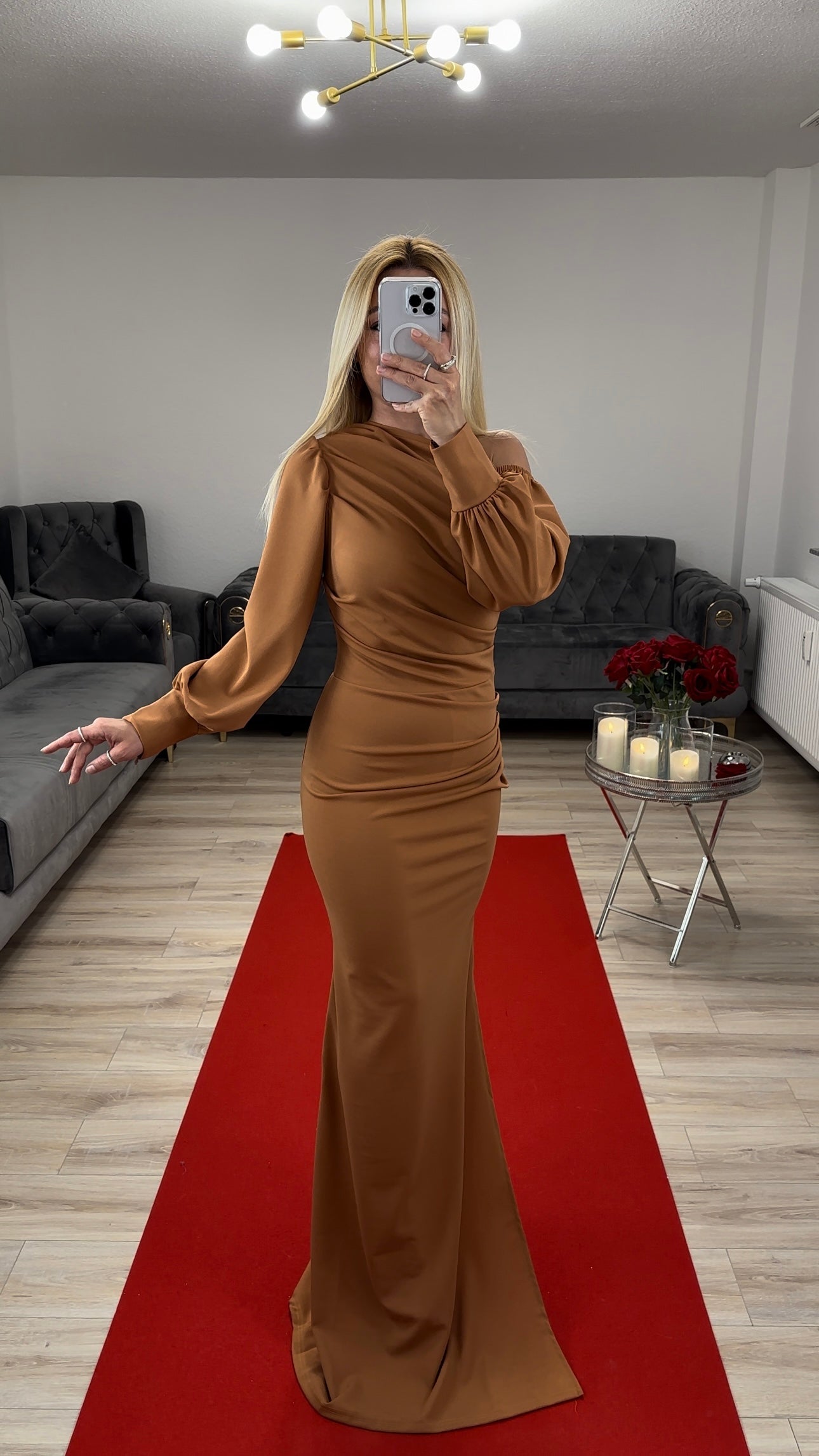 Abendkleid Zimt