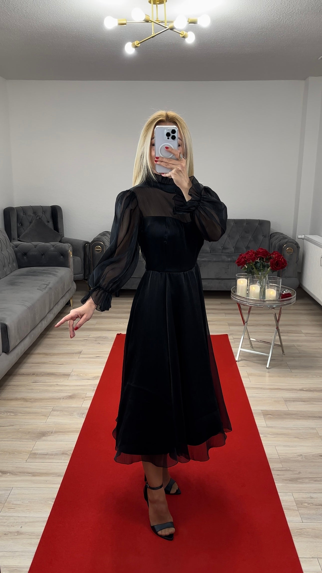 Midikleid Tüll Schwarz