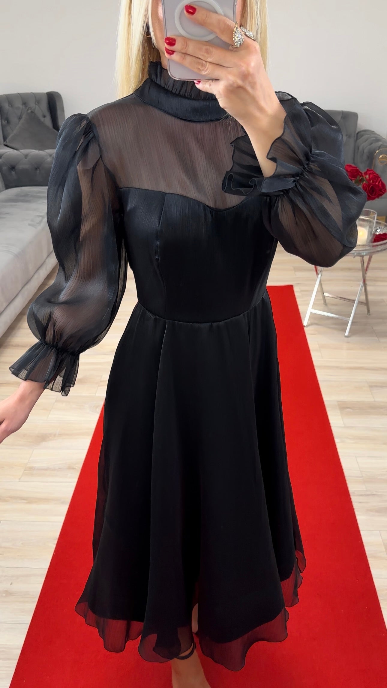 Midikleid Tüll Schwarz