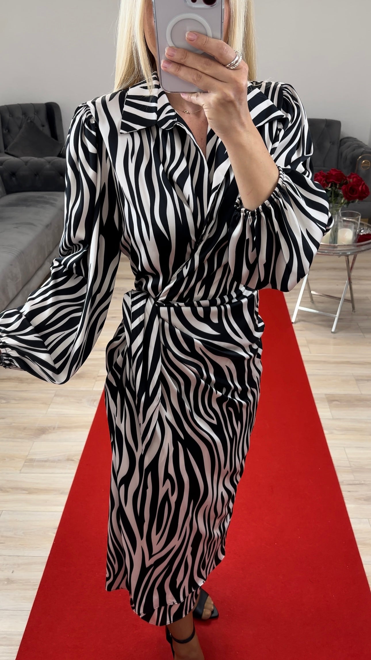 Printed Plus Size Satin Long Midi Dress