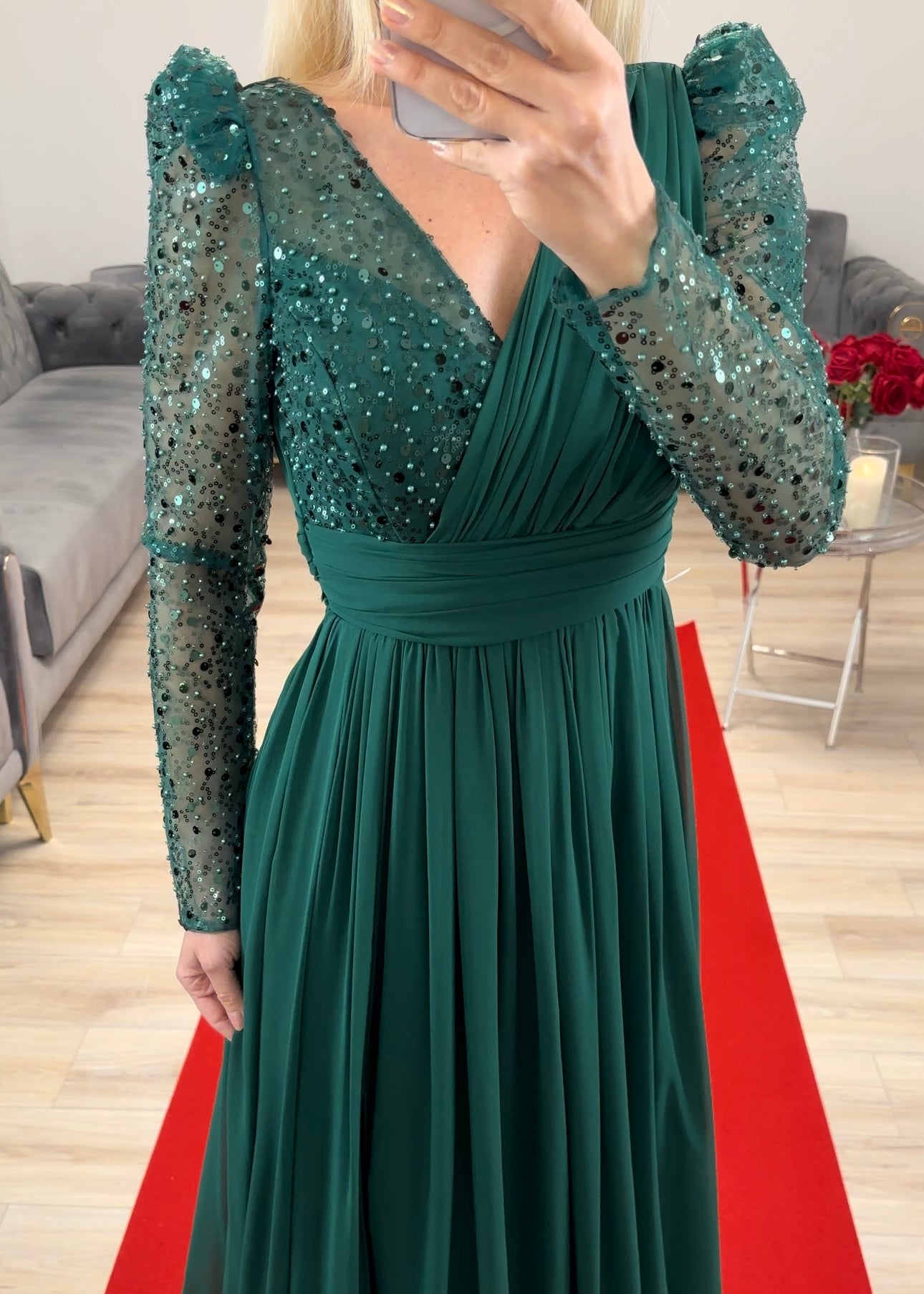 Abendkleid mit Pailetten Grün