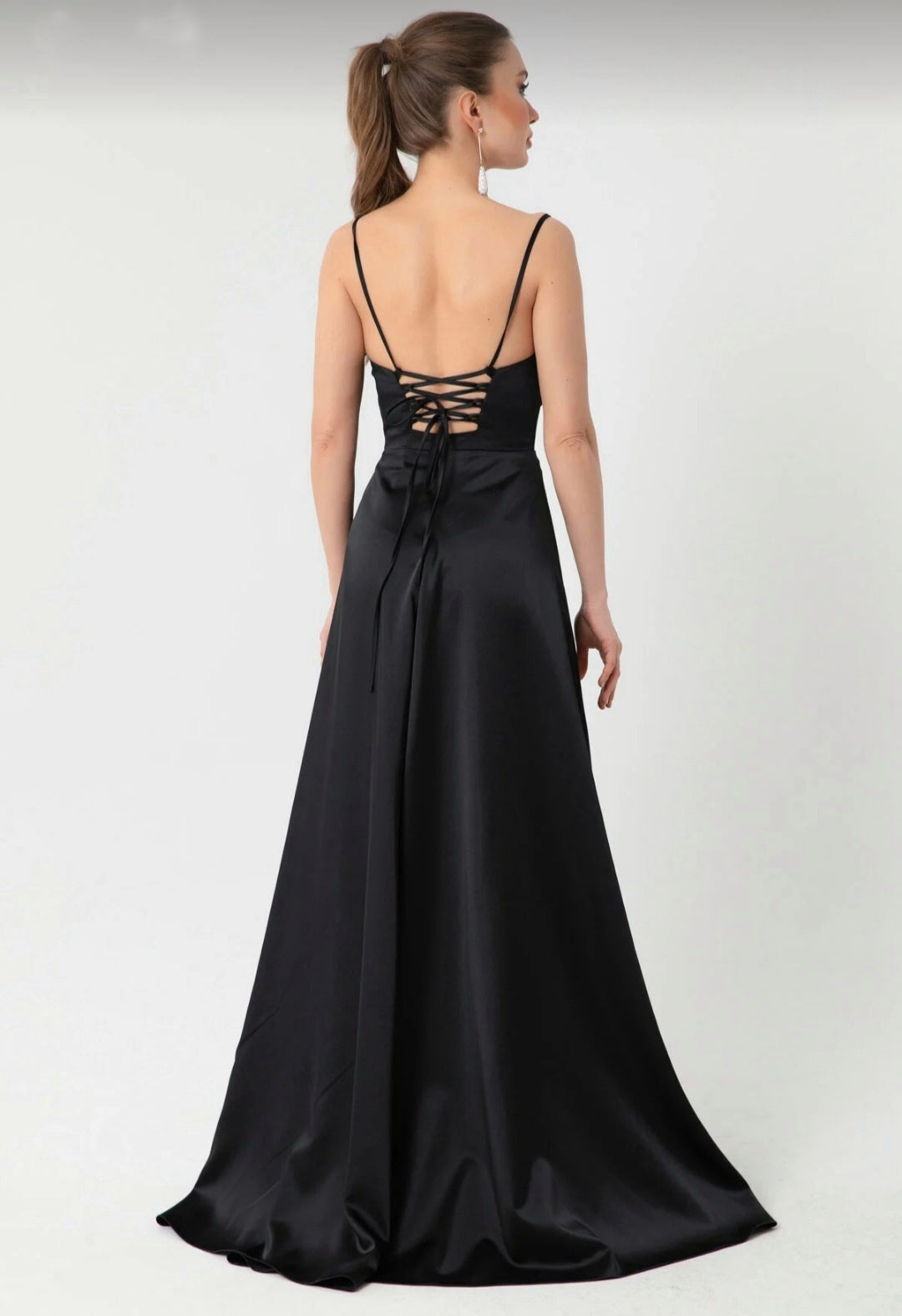 Abendkleid Satin Schwarz